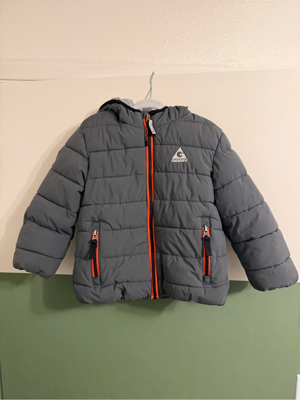 Gerry Weber Kids Gray Puffer Jacket with Orange Accents